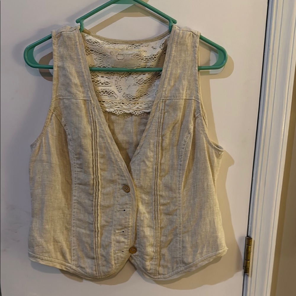 Coldwater Creek Beige Button-Front Tank Top